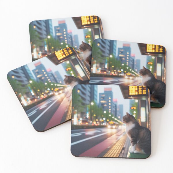Item preview, A cute cat is waiting at a bus stop  designed and sold by xsctasy.