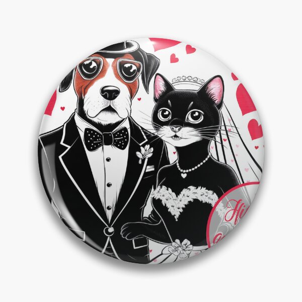 Item preview, Honeymoon Art "Just Married - Hitched and Happy" – Adorable Dog and Cat Couple designed and sold by asprse.