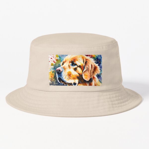 Golden Retriever - watercolour style pet portraits. Bucket Hat
