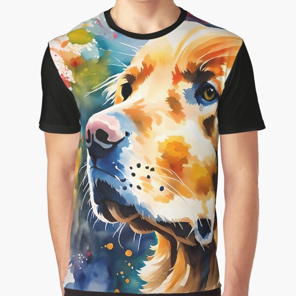 Golden Retriever - watercolour style pet portraits. Graphic T-Shirt