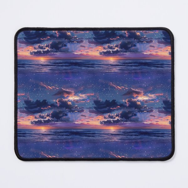 Item preview, A starry sunset scene with clouds above the ocean 2  seamless pattern designed and sold by SorryCatPlay.