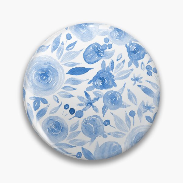 Item preview, Blue Hand Drawn Soft and Delicate Watercolor Roses and Flowers designed and sold by aneladesigns.