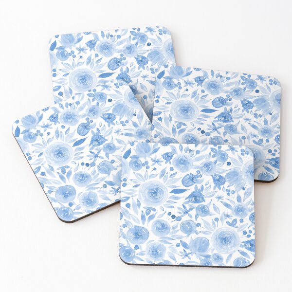 Item preview, Blue Hand Drawn Soft and Delicate Watercolor Roses and Flowers designed and sold by aneladesigns.