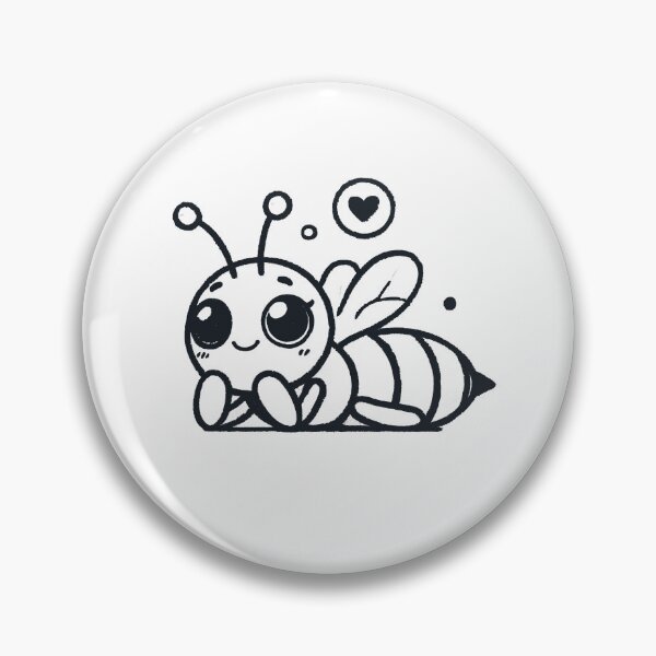 Item preview, Adorable Cartoon-Style Bee with Heart - Minimalist Black and White Illustration designed and sold by Simplystik.