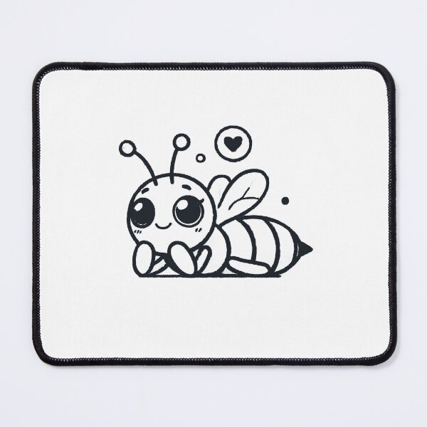 Item preview, Adorable Cartoon-Style Bee with Heart - Minimalist Black and White Illustration designed and sold by Simplystik.