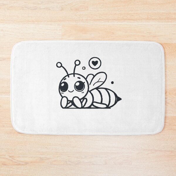 Item preview, Adorable Cartoon-Style Bee with Heart - Minimalist Black and White Illustration designed and sold by Simplystik.