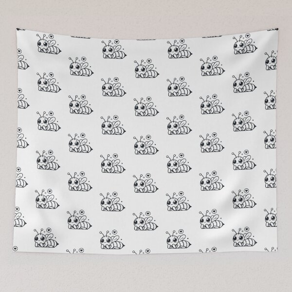 Item preview, Adorable Cartoon-Style Bee with Heart - Minimalist Black and White Illustration designed and sold by Simplystik.