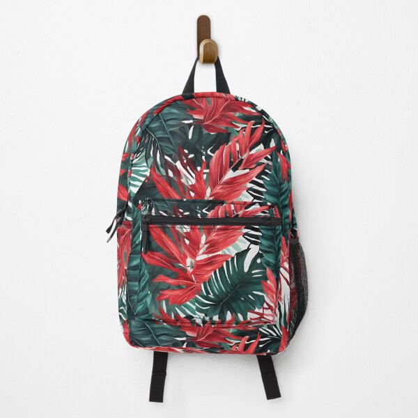 Item preview, tropical leaf watercolor pattern with red hues designed and sold by AKRE R.