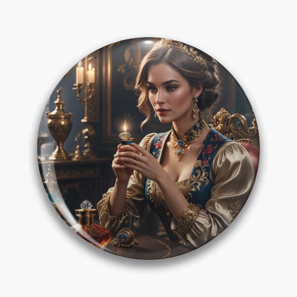 Item preview, Beautiful Elizabethan woman smelling elegant perfume bottles designed and sold by CatsArtStore.