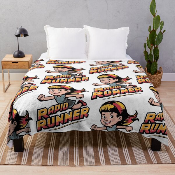 Item preview, Vibrant Retro Girl with Yellow and Black Hair Running with a Smile designed and sold by SplashTastic.