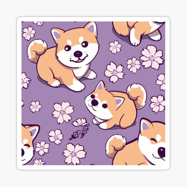 Item preview, Shiba inu chibi seamless pattern designed and sold by SorryCatPlay.