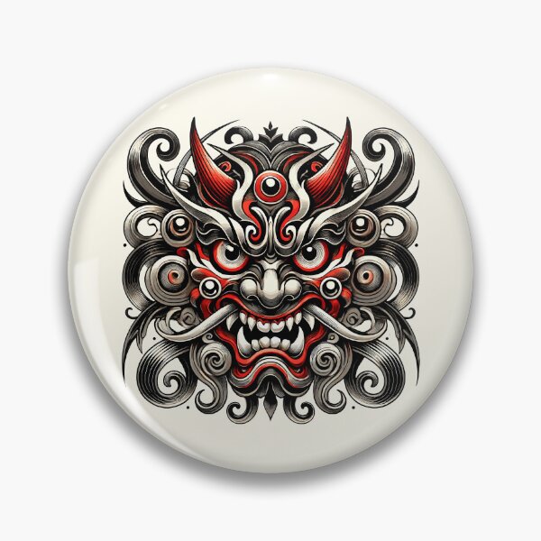 Item preview, Intricate Oni Mask: Bold Japanese Folklore designed and sold by ArtfulHunter.