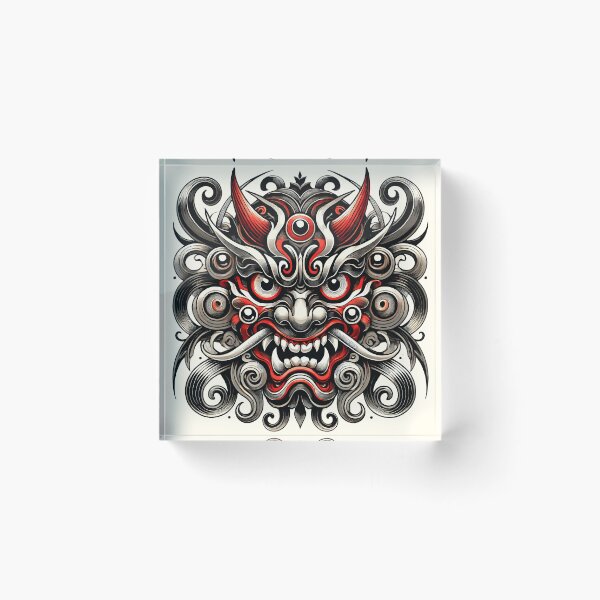 Item preview, Intricate Oni Mask: Bold Japanese Folklore designed and sold by ArtfulHunter.