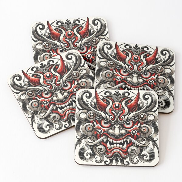Item preview, Intricate Oni Mask: Bold Japanese Folklore designed and sold by ArtfulHunter.