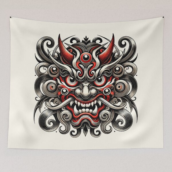Artikelvorschau, Aufwendige Oni-Maske: Mutige japanische Folklore entworfen und verkauft von ArtfulHunter.