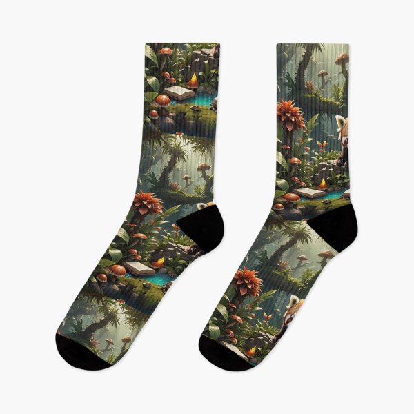 Item preview, Baby Red Panda Reading in the Bamboo Cactus Mushroom Palm Trees designed and sold by DesignsByMalia.