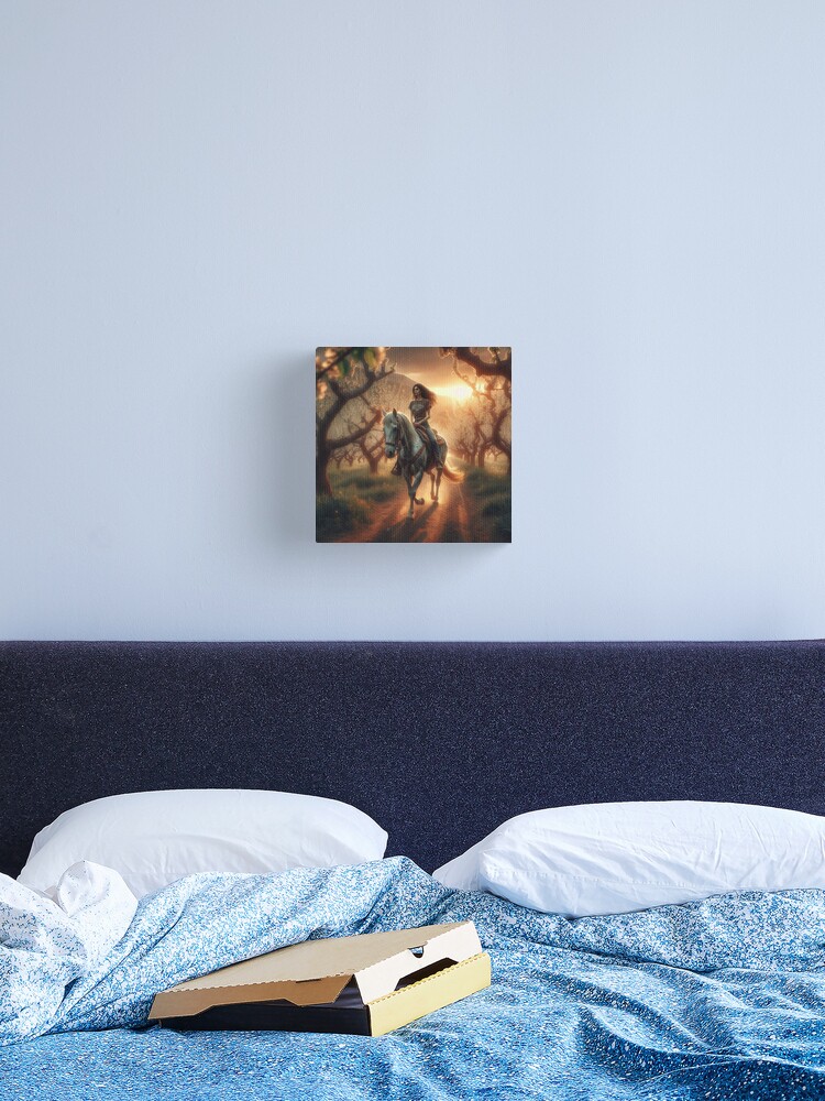 Thumbnail 2 of 3, Canvas Print, Horseriding at Sunset designed and sold by LenCarol.