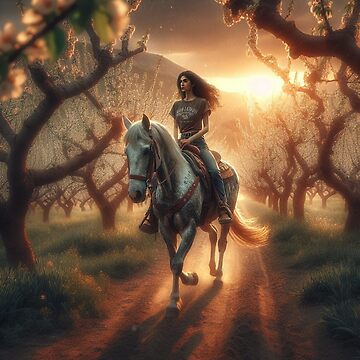 Artwork thumbnail, Horseriding at Sunset by LenCarol
