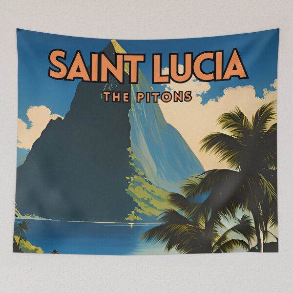 Item preview, Santa Lucía The Pitons Vintage Travel designed and sold by ZionPosteria.