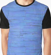 Blue Wooden Planks Wall Graphic T-Shirt