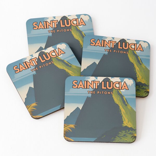 Item preview, Santa Lucía The Pitons Vintage designed and sold by ZionPosteria.