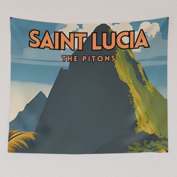 Item preview, Santa Lucía The Pitons Vintage designed and sold by ZionPosteria.