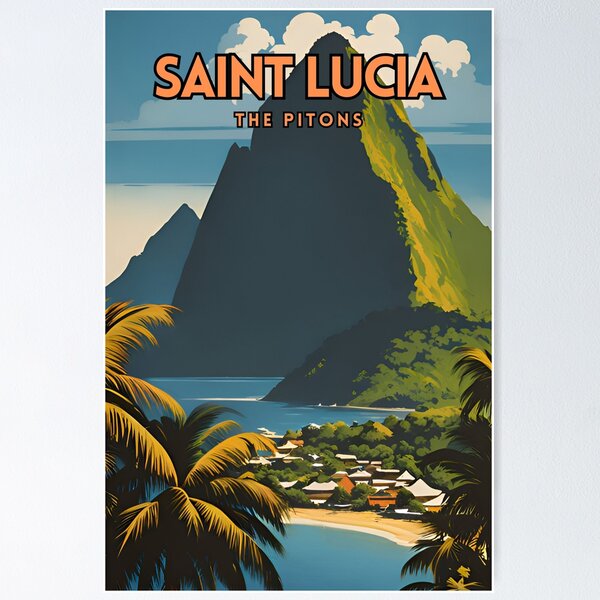 Item preview, Santa Lucía The Pitons Vintage designed and sold by ZionPosteria.