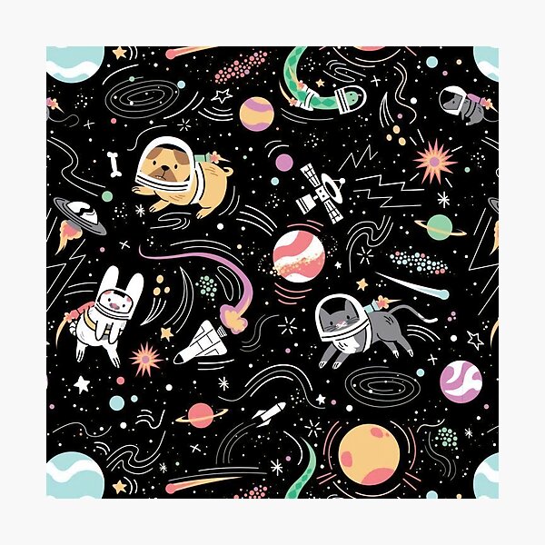 Item preview, space, cat, planet, star, drawing designed and sold by NAVAL00.