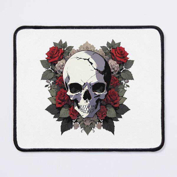 Artikelvorschau, Totenkopf auf Rosen und Blättern  entworfen und verkauft von fahrent.