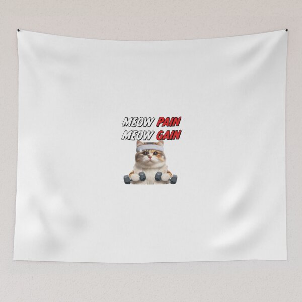 Item preview, Cute Cat Gym Motivational Poster - "Meow Pain Meow Gain" designed and sold by Goopis.