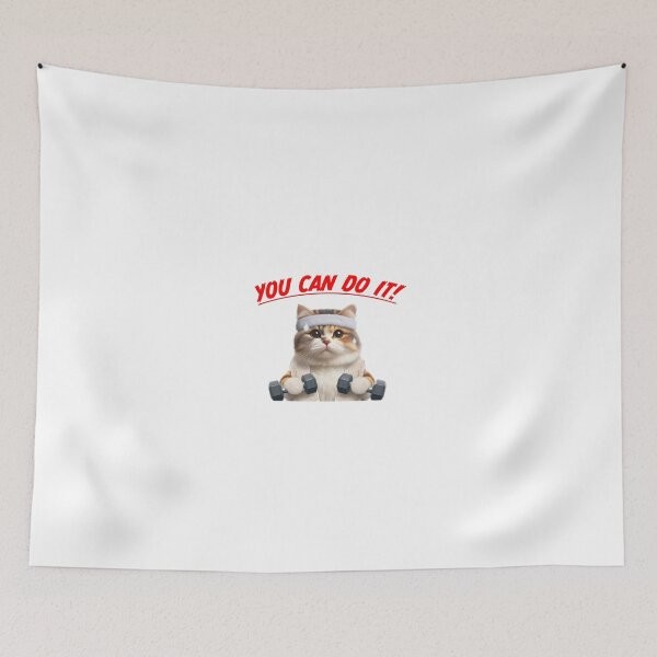 Item preview, Cute Cat Gym Motivational Poster - "You can do it" designed and sold by Goopis.