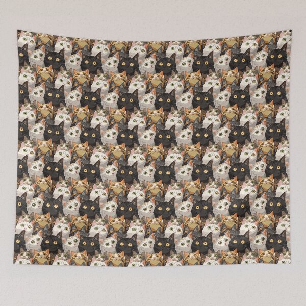 Item preview, Cat anime style seamless pattern designed and sold by SorryCatPlay.