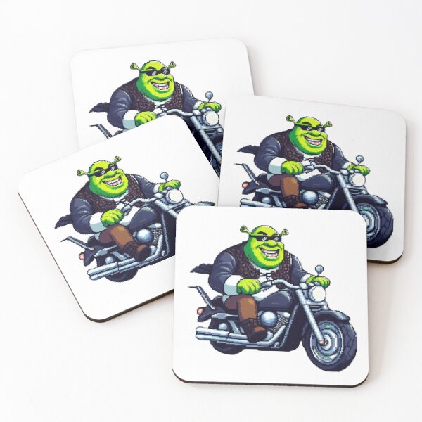 Artikelvorschau, Shrek auf einem Motorrad - Lustige Autoaufkleber/Wasserflaschenaufkleber - Pixel Art entworfen und verkauft von FrogParty.