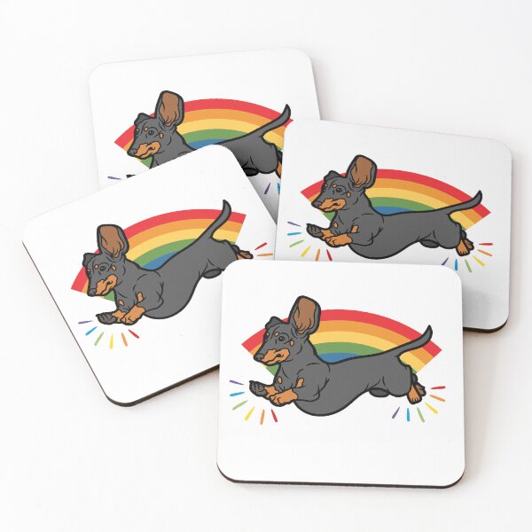 Item preview, Dachshund Pride - Dog Running In front Rainbow designed and sold by Maciej  Strzelczyk.