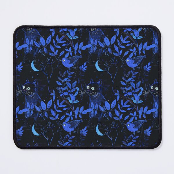 Item preview, Cat stare to bird at midnight  seamless pattern designed and sold by SorryCatPlay.