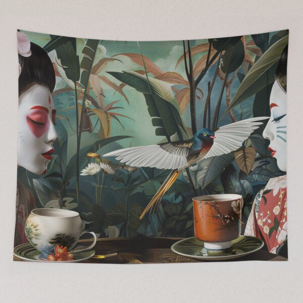Item preview, Two Geishas Having Tea with A Bird designed and sold by HighlyDeep.