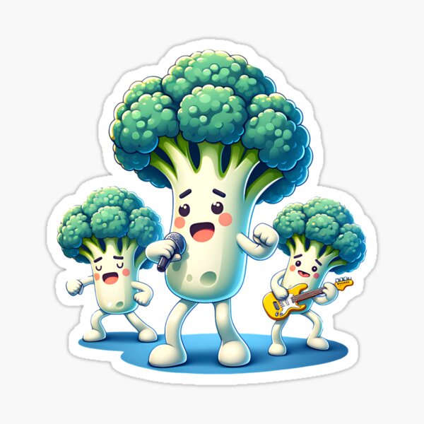singing Broccoli Trio, with guitar and microphone Sticker