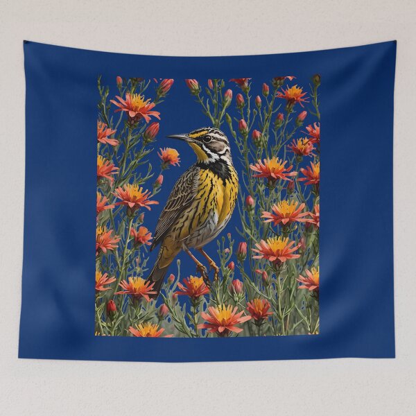 Item preview, A Western Meadowlark Surrounded By Castilleja linariaefolia Flowers designed and sold by taiche.
