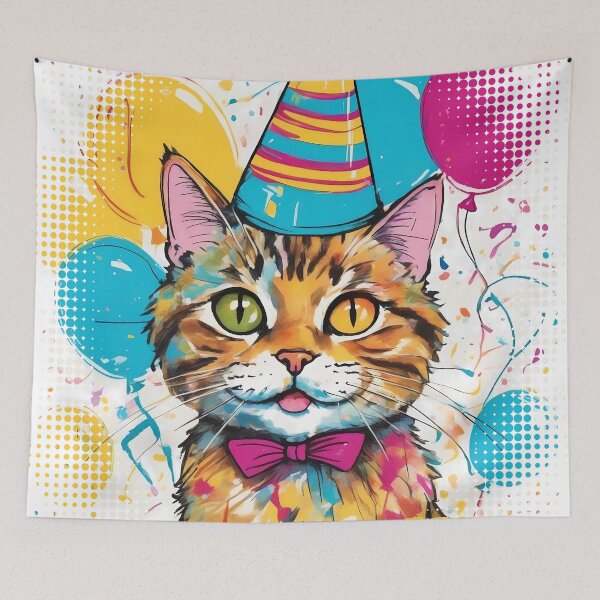 Item preview, Birthday Bash Cat designed and sold by purrfect pattern.