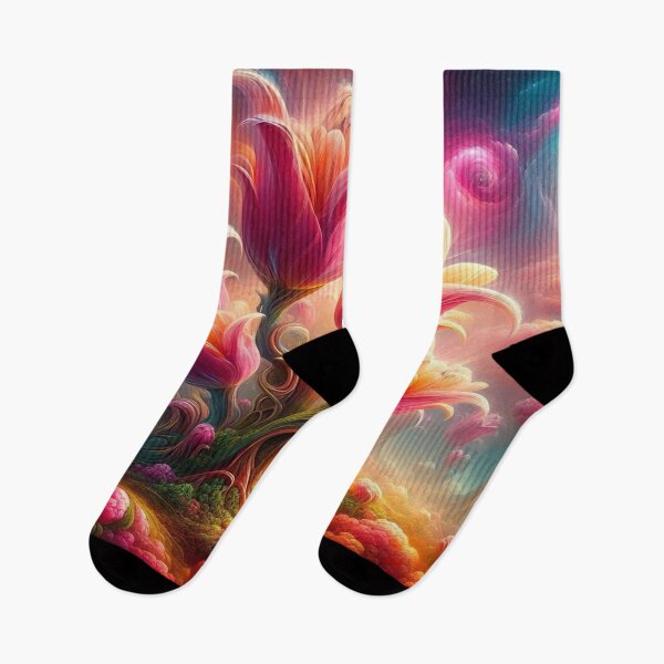 Item preview, The tulip, flower, nature, art, pink, yellow, blue, bright colors designed and sold by Redbdon.