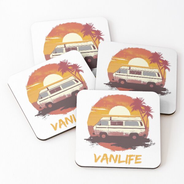 Item preview, Vanlife Sunset- Retro RV on the Beach designed and sold by Maciej  Strzelczyk.