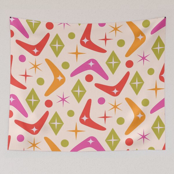 Item preview,  Mid Century Boomerang with Colorful Starbursts and Diamonds Pattern  designed and sold by Yasminepatterns .
