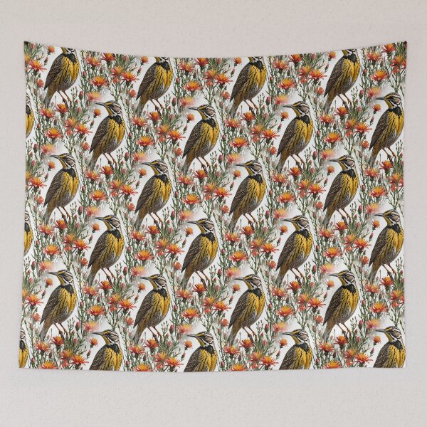 Item preview, Meadowlark Surrounded By Castilleja linariaefolia Flowers Pattern designed and sold by taiche.