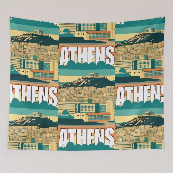 Item preview, Athens, Greece Skyline Illustration Travel Art designed and sold by jessephotoart.