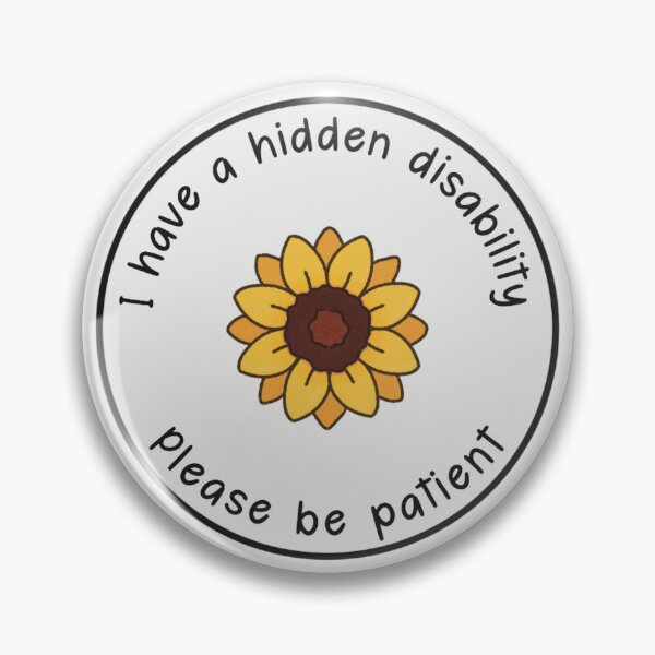 Item preview,  sunflower text hidden disability neurodivergent badge neurospicy autism adhd disabled flower designed and sold by Aria Monique.