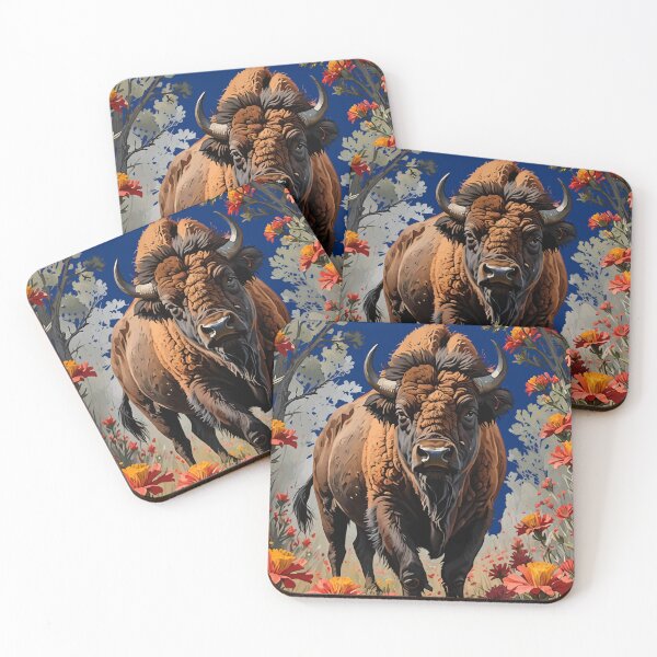 Item preview, An American Bison Surrounded By Castilleja linariaefolia Flowers designed and sold by taiche.