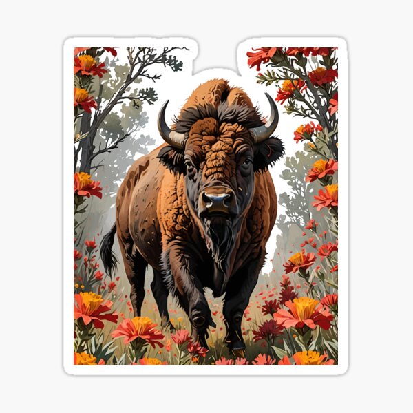 Item preview, An American Bison Surrounded By Castilleja linariaefolia Flowers designed and sold by taiche.