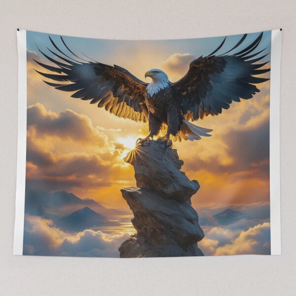 Item preview, Majestic Freedom: Eagle Soaring High Above Mountain Peaks designed and sold by EnchantedVista.