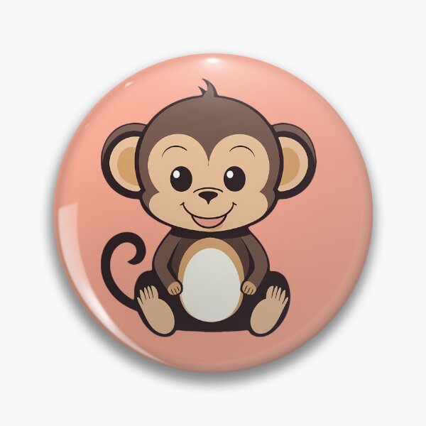 Item preview, Adorable Sitting Baby Monkey, Large And Small Illustrated Pattern, Safari Animal Design designed and sold by StickerinoShop.