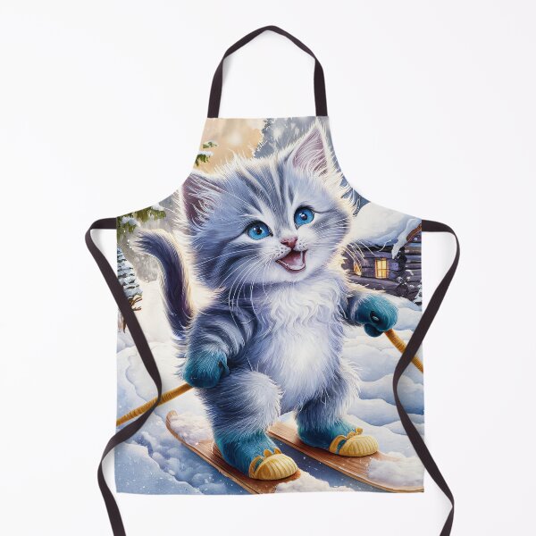 Item preview, A Cute Gray Kitten Is Cross-Country Skiing designed and sold by pixelplaza.